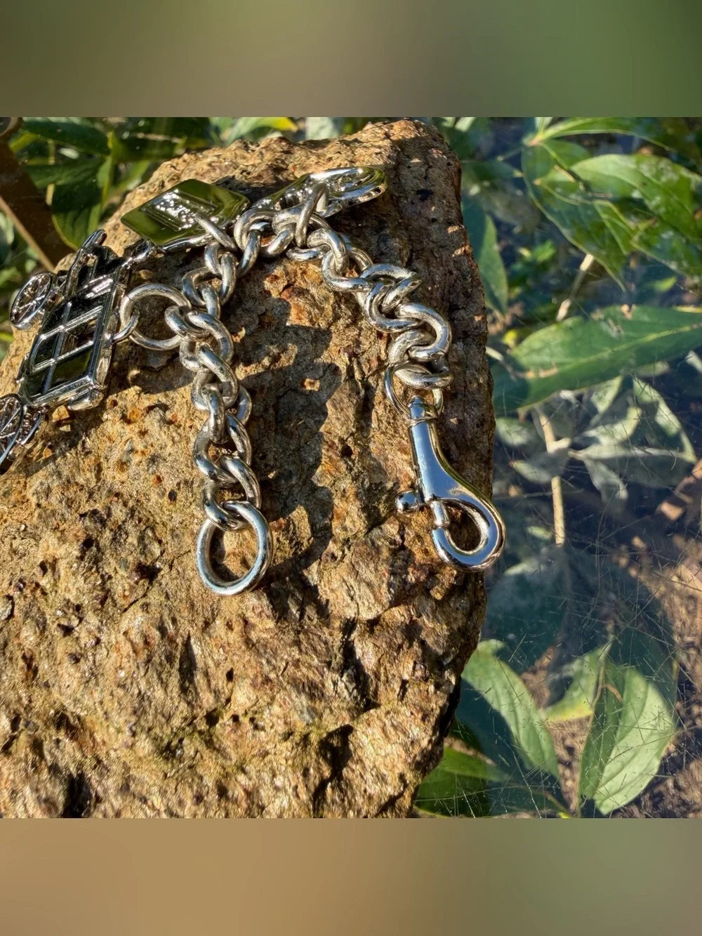 COACH Vintage Silver-Tone Horse & Carriage Multi-Charm Chain Keychain Bag Charm